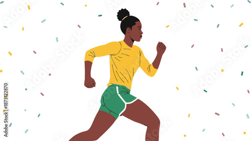 Female Runner in Motion During Race Event.