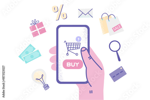 Person use smartphone shopping or selling online