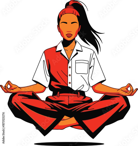 Woman Practicing Meditation in a Cross Legged Pose.