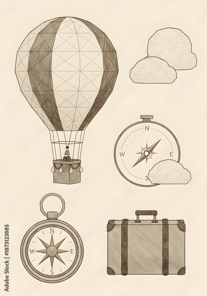 Fototapeta premium Vintage Travel Icons