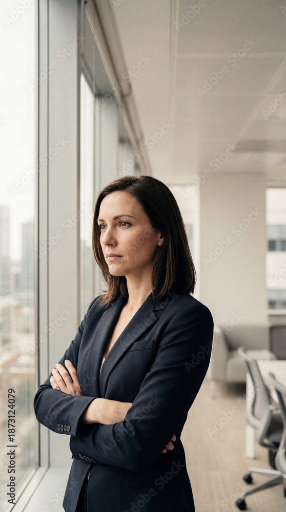 Fototapeta premium Strategic business planning concept – female leader thinking and analysis