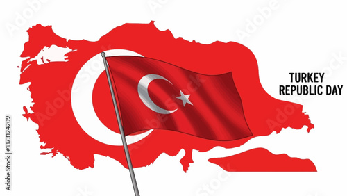 Turkey Republic Day Map and Flag Illustration