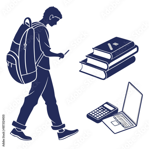 Student with school supplies