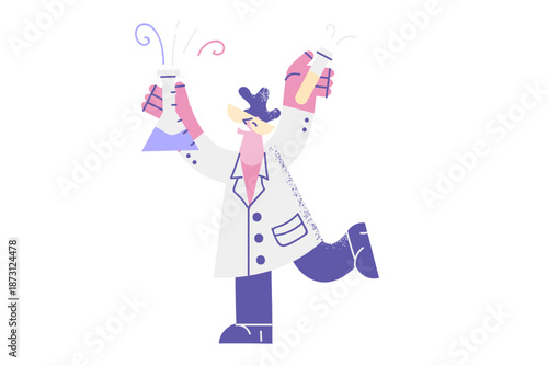 Happy scientist make experiments in lab