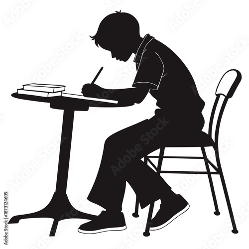 Student studying at desk