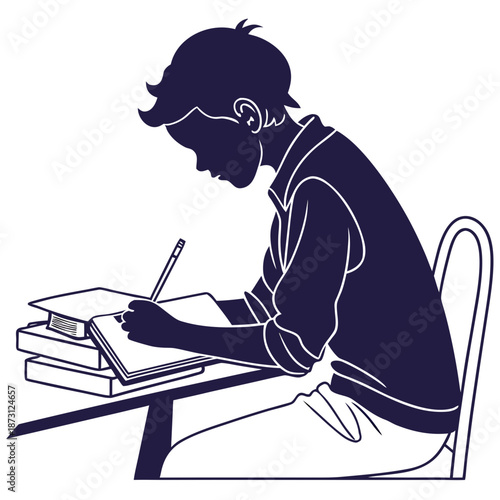 Student studying at desk