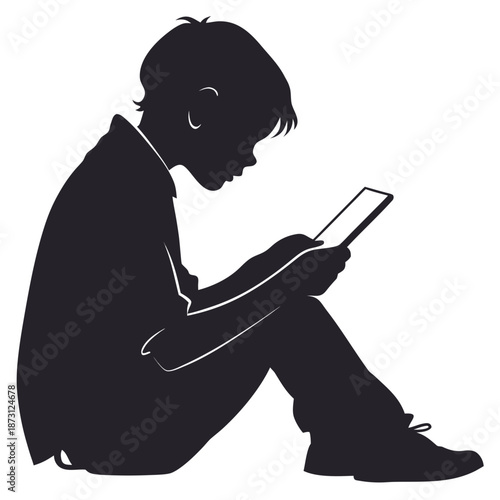 Boy engrossed in digital world