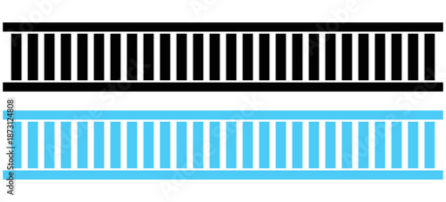 Heat sink or radiator element set. Parallel vertical lines graphic vector.