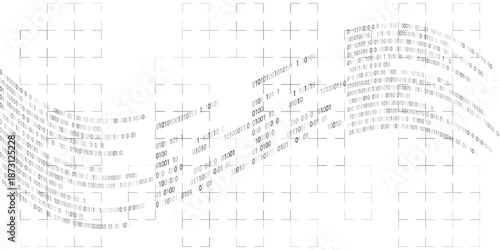 Binary code wave — abstract digital background with data flow made of zero and one digits, symbol of information technology, coding, artificial intelligence, and virtual cyberspace network