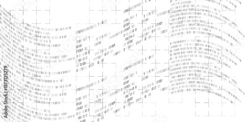 Binary code wave — abstract digital background with data flow made of zero and one digits, symbol of information technology, coding, artificial intelligence, and virtual cyberspace network