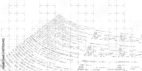 Binary code wave — abstract digital background with data flow made of zero and one digits, symbol of information technology, coding, artificial intelligence, and virtual cyberspace network