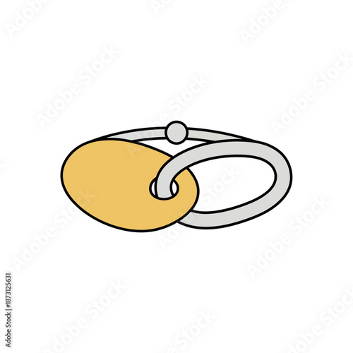 Simple Cartoon Keychain with Blank Oval Tag Icon