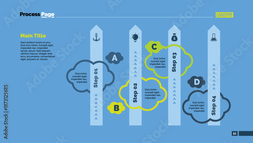 Five Vertical Arrows Slide Template