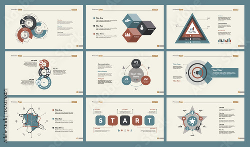 Six Analytics Charts Slide Templates Set