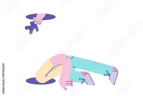 Guy look in hole find himself