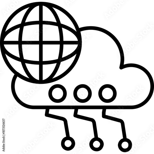 Cloud with globe and nodes Icon