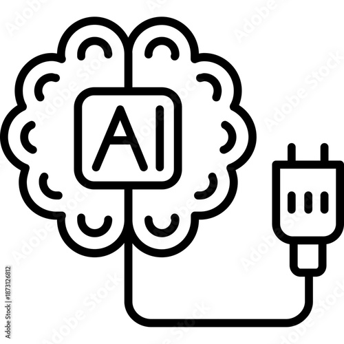 Brain with power plug Icon