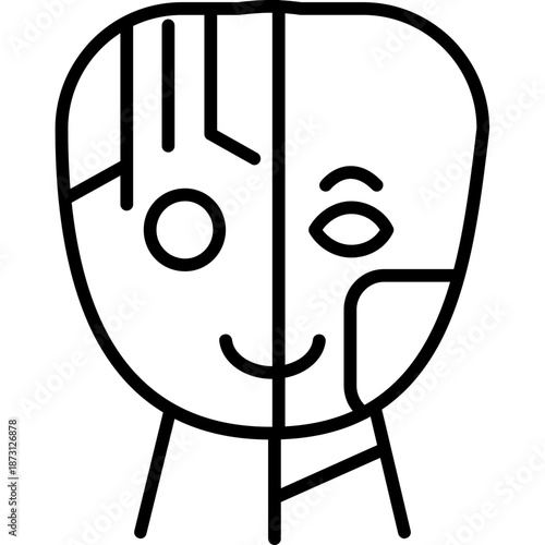 Half human half robot face Icon