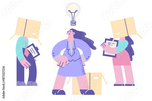 Motivated woman employee get innovative business idea