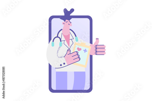 Smiling doctor show thumb up recommend good service