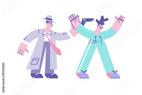 Police officer threaten criminal with gun