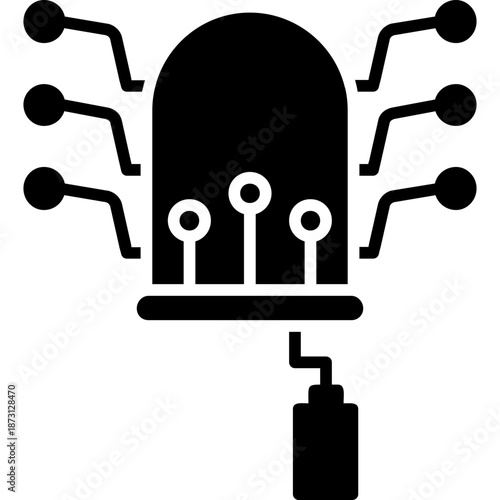 Brain shaped battery with circuit connectors Icon