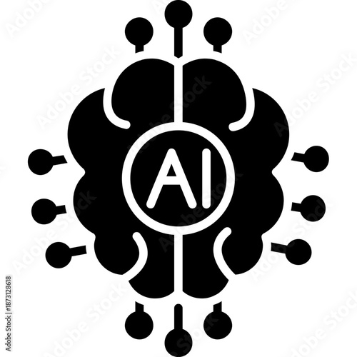 Brain with AI text Icon