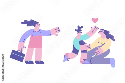 Businesswoman and mother life on contrary