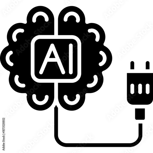 Brain with power plug Icon