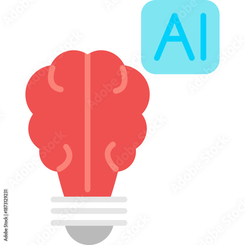 Brain with AI label Icon