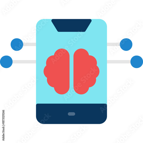 Smartphone with brain symbol Icon