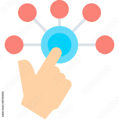 Hand touching connected nodes Icon