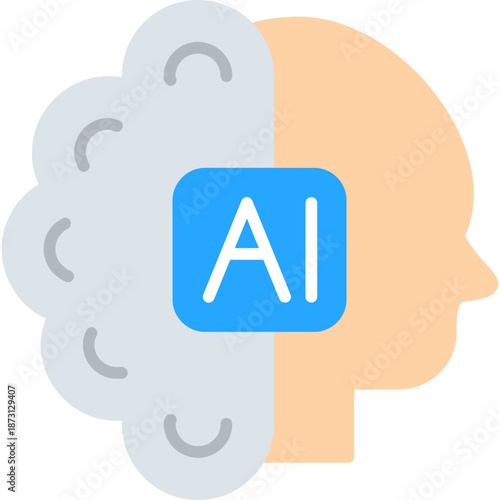 Profile head with AI brain Icon