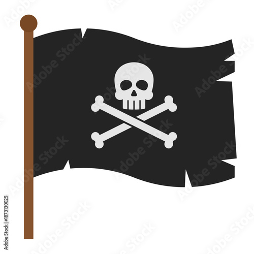 Pirate Flag with Skull and Crossbones Illustration