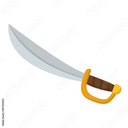 Cartoon Pirate Sword Flat Illustration