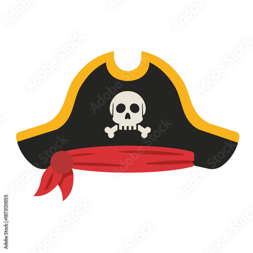 Pirate hat with skull and crossbones illustration