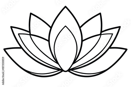 Botanical Lotus Lily Sketch, Hand Drawn Black and White Floral Art
