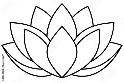 Artistic Water Lily Silhouette, Black and White Lotus Line Work