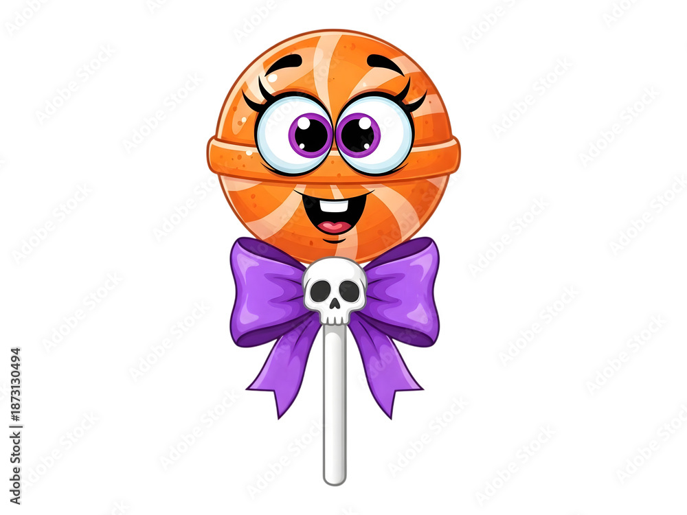 Fototapeta premium Whimsical halloween lollipop isolated on transparent background, isolated on white background