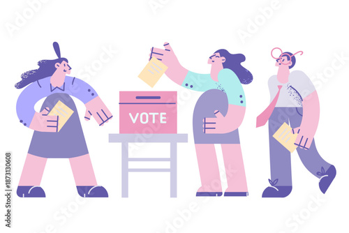 People vote put bulletin in bullet box at elections