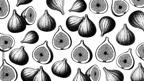 Wooden Engraving Fig in White Background