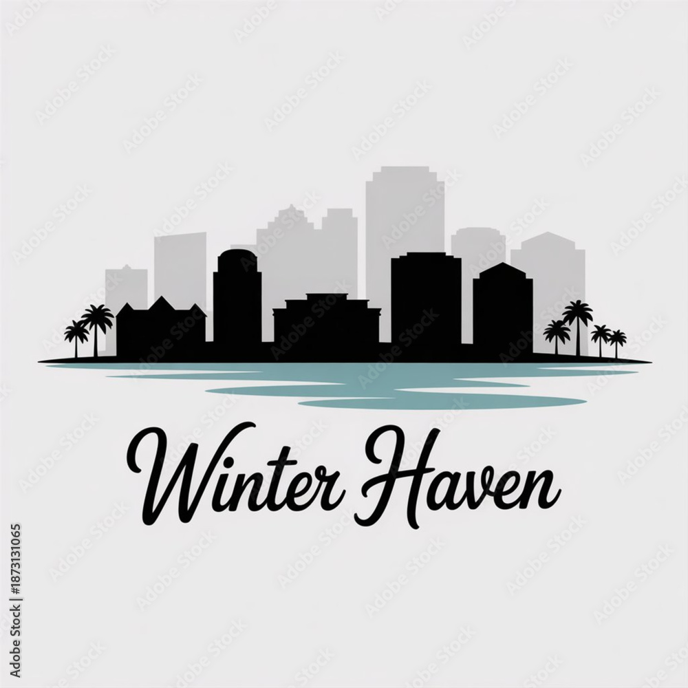Obraz premium Winter Haven Florida Skyline Silhouette — A Growing Lake City in Vector Illustration