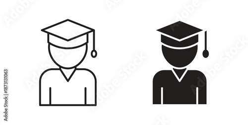 Student icon in simple flat trend modern graphic design abstract logotype element