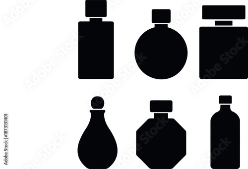 Minimalist Perfume Bottle Silhouettes and Fragrance Icon Set