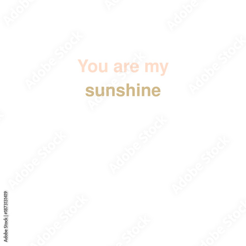 Cheerful Phrase You Are My Sunshine Expressing Joy, Light and Happiness on Isolated White Background