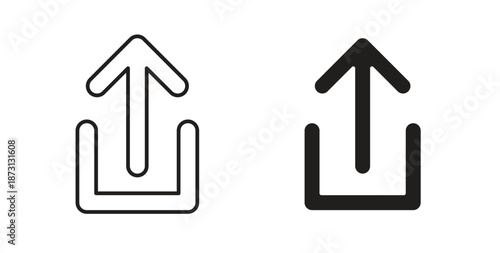 Upload icon in simple flat trend modern graphic design abstract logotype element