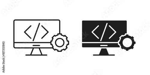 Web development icon in simple flat trend modern graphic design abstract logotype element