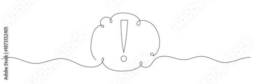 A speech bubble icon, a single line vector icon with an exclamation point. Editable line.