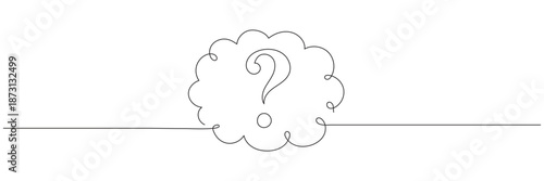 A speech bubble icon, a single line vector icon with an question mark. Editable line.
