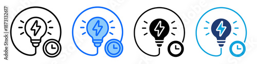 Energy Efficiency Icon Set Multi Style Vector Illustration